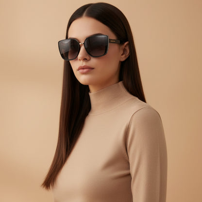 BURBERRY Jet Black Polarized Sunglasses -P2639-