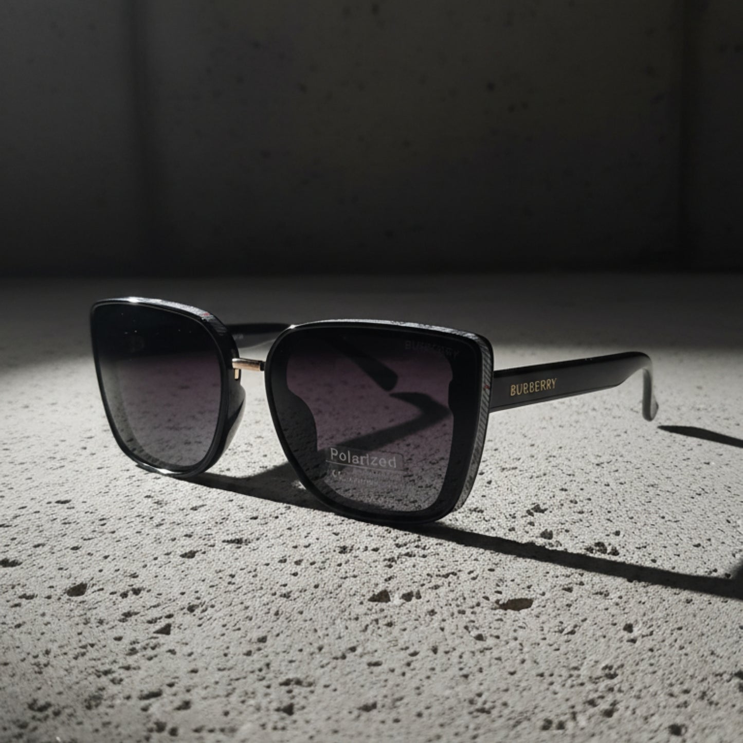 BURBERRY Jet Black Polarized Sunglasses -P2639-